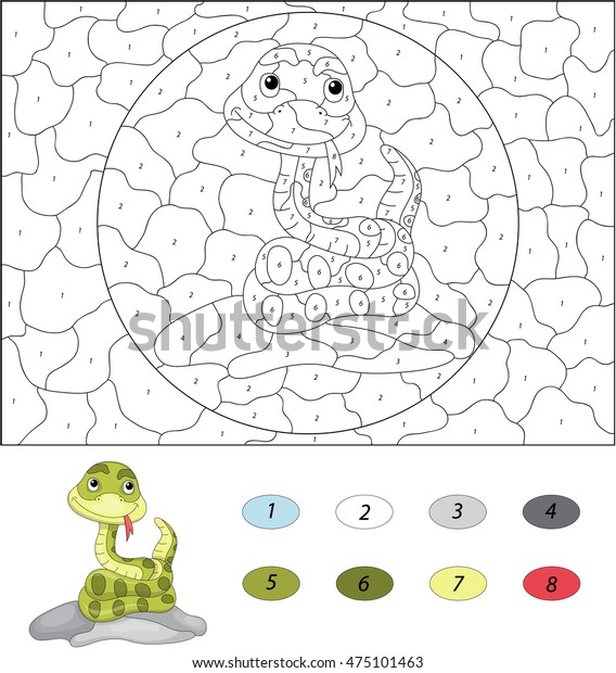 Cartoon Snake Color By Number Educational Stock Vector (Royalty Free ...