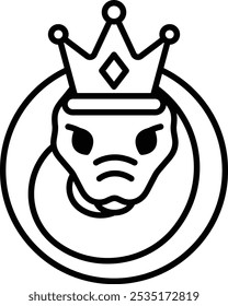 A cartoon of a snake with a crown on its head