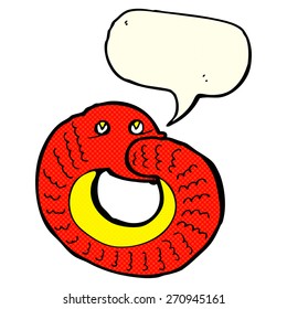 cartoon snake eating own tail with speech bubble