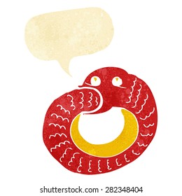 cartoon snake eating own tail with speech bubble