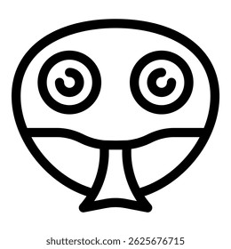 Cartoon snake face showing tongue, smiling and looking forward