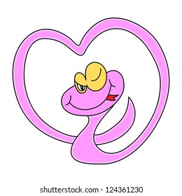 cartoon snake hand drawn symbol of new year 2013 illustration