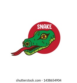 Cartoon snake head logo vector illustration