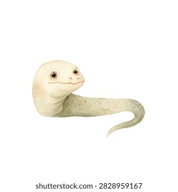 Cartoon snake head smiling profile view