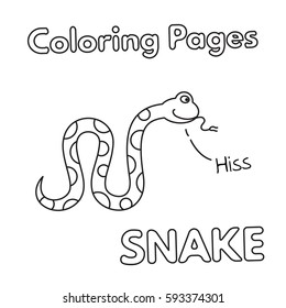 Cartoon snake illustration. Vector coloring book pages for children