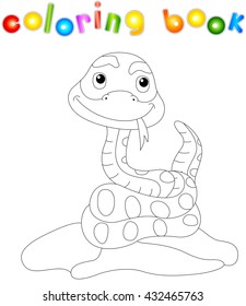 Cartoon snake isolated on white coloring book