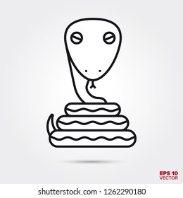 Cartoon snake line icon vector illustration