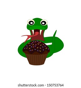 Cartoon snake and muffin 