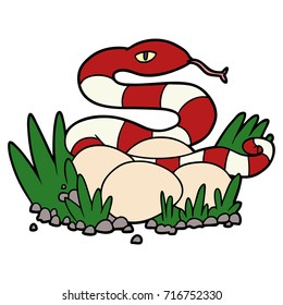 serpiente de dibujos animados en nido