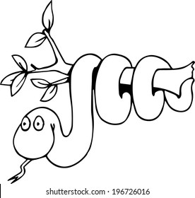 Cartoon of snake on tree 