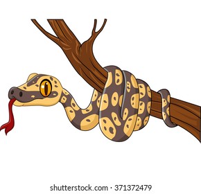 Cartoon snake on a tree branch