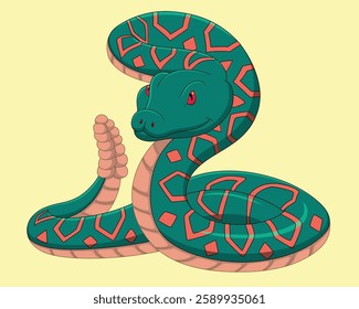 Cartoon snake on Yellow background vector illustration