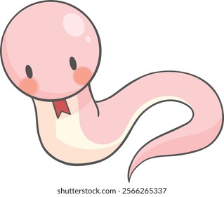 Cartoon snake with a pink body and yellow belly