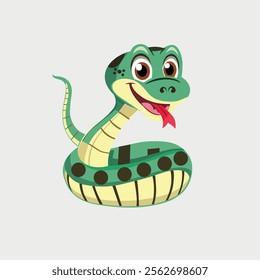 Cartoon snake posing and sticking out tongue