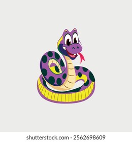 Cartoon snake posing and sticking out tongue