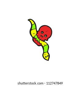 serpiente de dibujos animados y cráneo