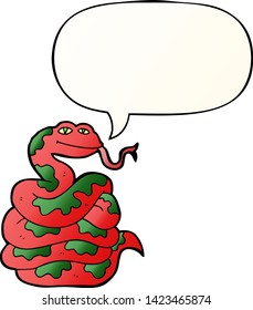 serpiente de dibujos animados con burbuja de habla en un estilo de gradiente suave