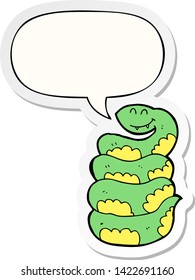 cartoon snake with speech bubble sticker