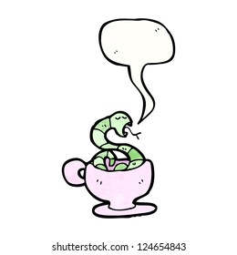 cartoon snake in teacup