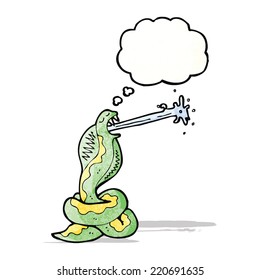 serpiente de dibujos animados con burbuja de pensamientos