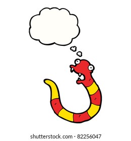 serpiente de dibujos animados con burbuja de pensamientos