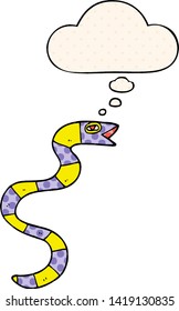 cartoon snake with thought bubble in comic book style