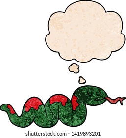 serpiente de dibujos animados con burbuja de pensamiento en forma de textura gruesa