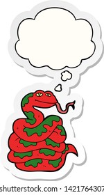 cartoon snake with thought bubble as a printed sticker