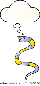 serpiente de dibujos animados con burbuja de pensamiento en un estilo de gradiente suave