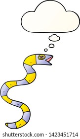 serpiente de dibujos animados con burbuja de pensamiento en un estilo de gradiente suave