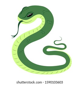 Cartoon snake. Viper. Vector illustration on a white background. Drawing for children.