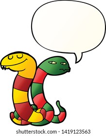 cartoon snakes with speech bubble in smooth gradient style