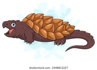 Cartoon snapping turtle on white background