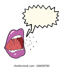 cartoon sneezing mouth with speech bubble