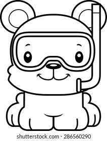 A cartoon snorkeler bear smiling.