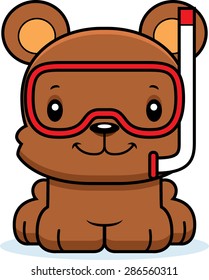 A cartoon snorkeler bear smiling.