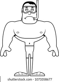 A cartoon snorkeler looking sad.
