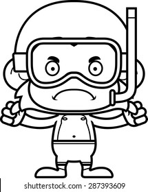 A cartoon snorkeler monkey looking angry.
