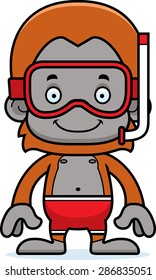 A cartoon snorkeler orangutan smiling.