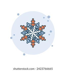 Cartoon snow flake icon vector illustration. 3d snowflake on bubbles background. Christmas sign concept.