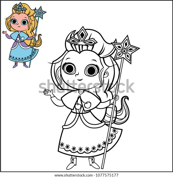 Cartoon Snow Princess Character Coloring Page Stock Vector Royalty Free