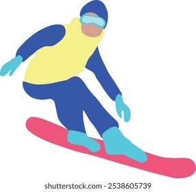 Cartoon Snowboarder, Vektorgrafik einzeln auf weißem Hintergrund