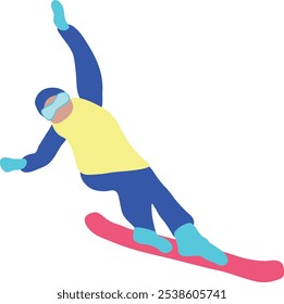 Cartoon Snowboarder, Vektorgrafik einzeln auf weißem Hintergrund