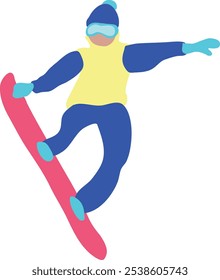 Cartoon Snowboarder, Vektorgrafik einzeln auf weißem Hintergrund