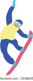 Cartoon Snowboarder, Vektorgrafik einzeln auf weißem Hintergrund