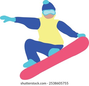 Cartoon Snowboarder, Vektorgrafik einzeln auf weißem Hintergrund