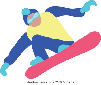 Cartoon Snowboarder, Vektorgrafik einzeln auf weißem Hintergrund