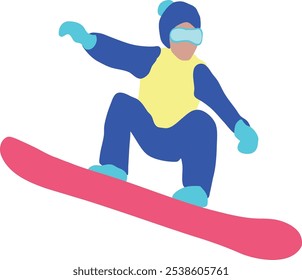 Cartoon Snowboarder, Vektorgrafik einzeln auf weißem Hintergrund