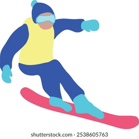 Cartoon Snowboarder, Vektorgrafik einzeln auf weißem Hintergrund