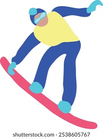 Cartoon Snowboarder, Vektorgrafik einzeln auf weißem Hintergrund